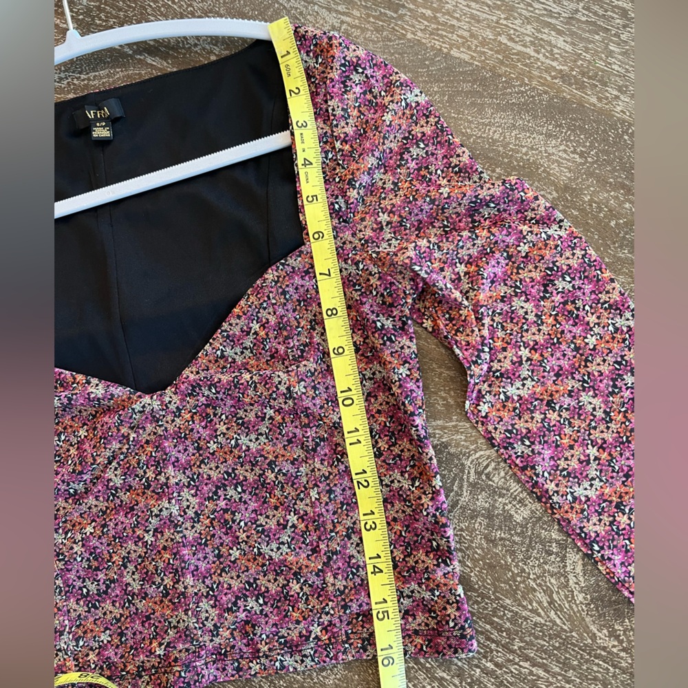 AFRM x Nordstrom Ditsy Floral Sweetheart Long Sleeve Crop Top - Picture 8 of 8